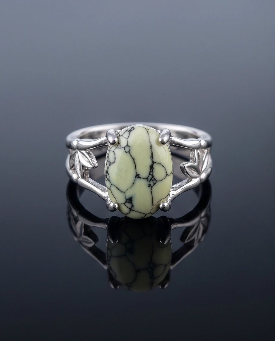 Earthy Mint Leaf Statement Ring