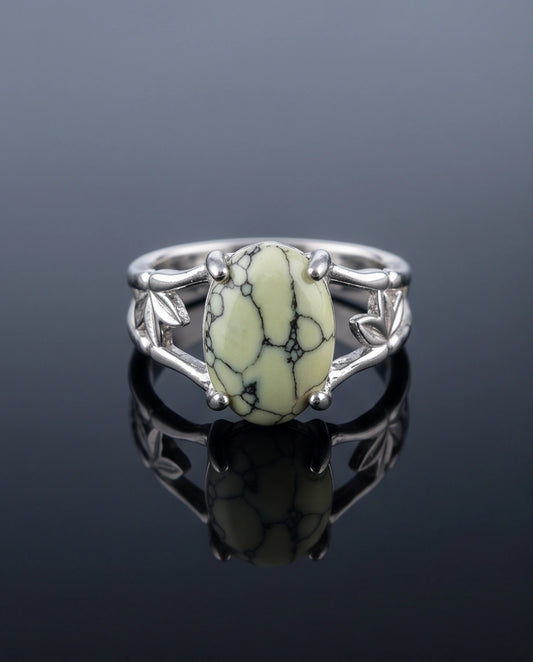 Earthy Mint Leaf Statement Ring
