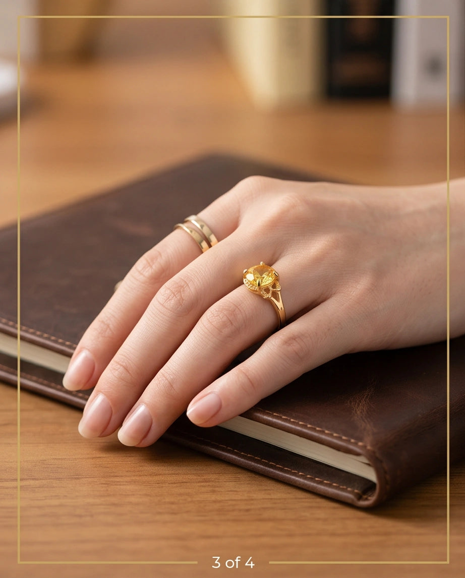 Golden Solis Citrine Filigree Ring