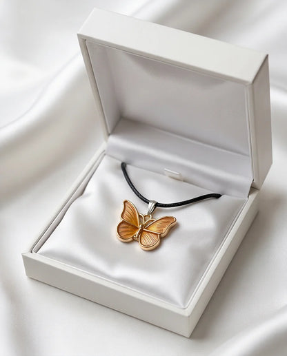 Gold & Amber Butterfly Pendant Necklace