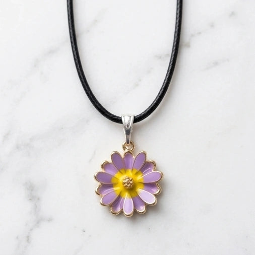 Pastel Lavender Daisy Pendant