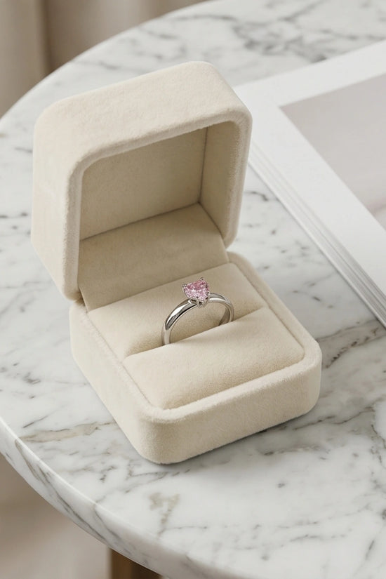 Sterling Silver Heart-Cut Pink Sapphire Solitaire Ring