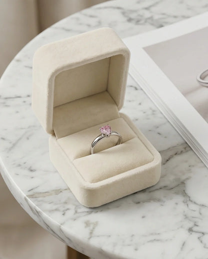 Sterling Silver Heart-Cut Pink Sapphire Solitaire Ring