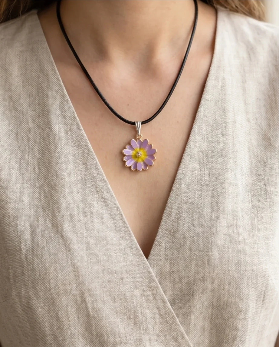 Pastel Lavender Daisy Pendant