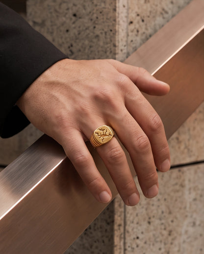 Fractured Mosaic Gold Signet Ring