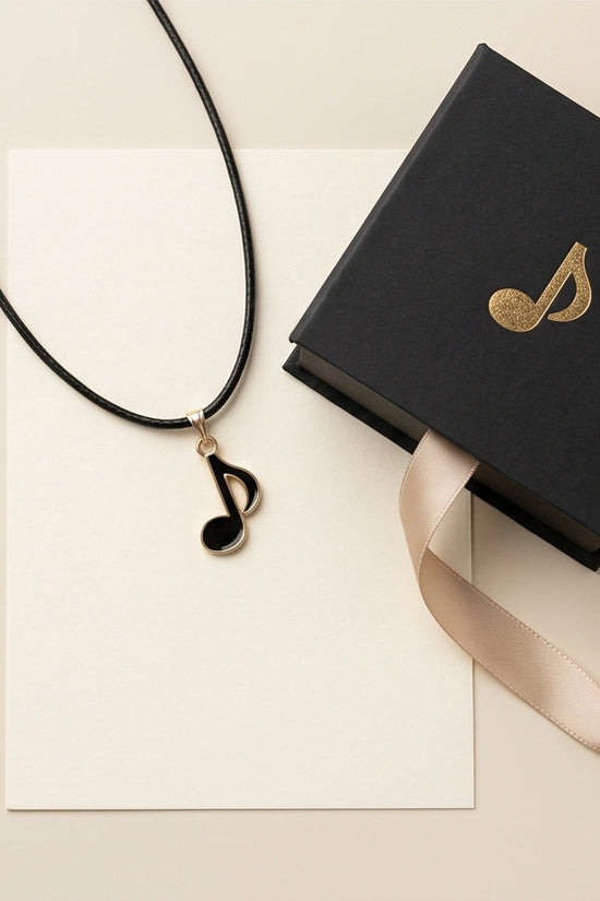 Gold and Black Eighth Note Necklace