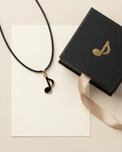 Gold and Black Eighth Note Necklace
