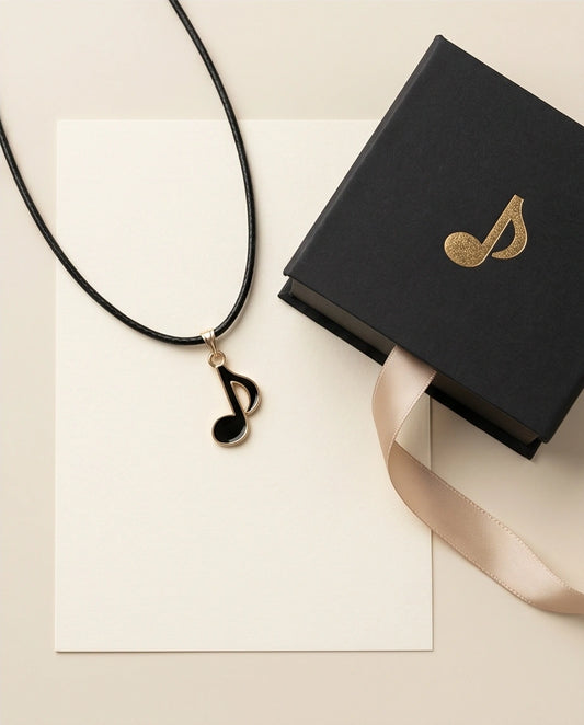 Gold and Black Eighth Note Necklace