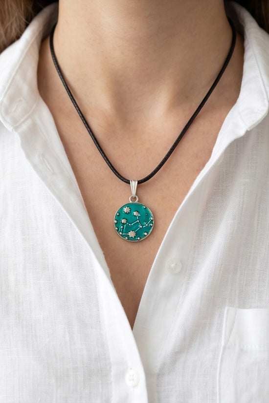Teal Constellation Galaxy Pendant