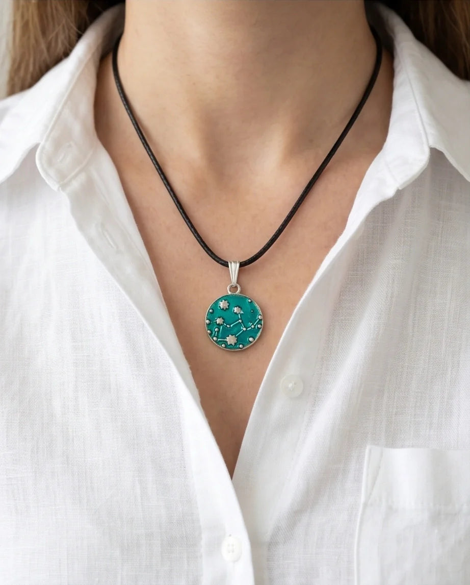 Teal Constellation Galaxy Pendant