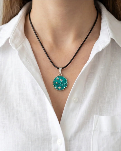 Teal Constellation Galaxy Pendant