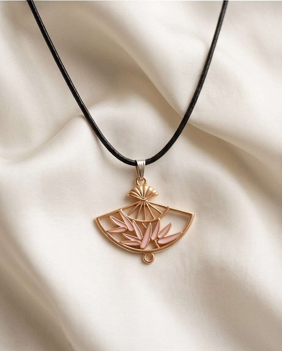 Blush Pink Fan Pendant Necklace