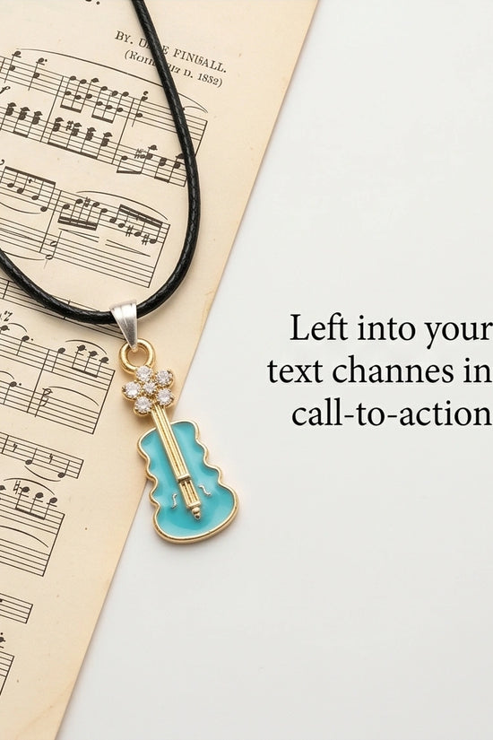 Gold and Turquoise Enamel Violin Necklace