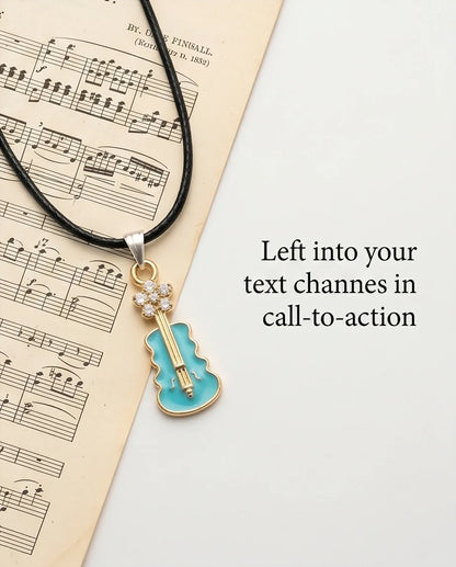 Gold and Turquoise Enamel Violin Necklace