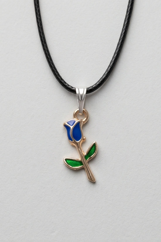 Royal Blue Tulip Rosebud Pendant