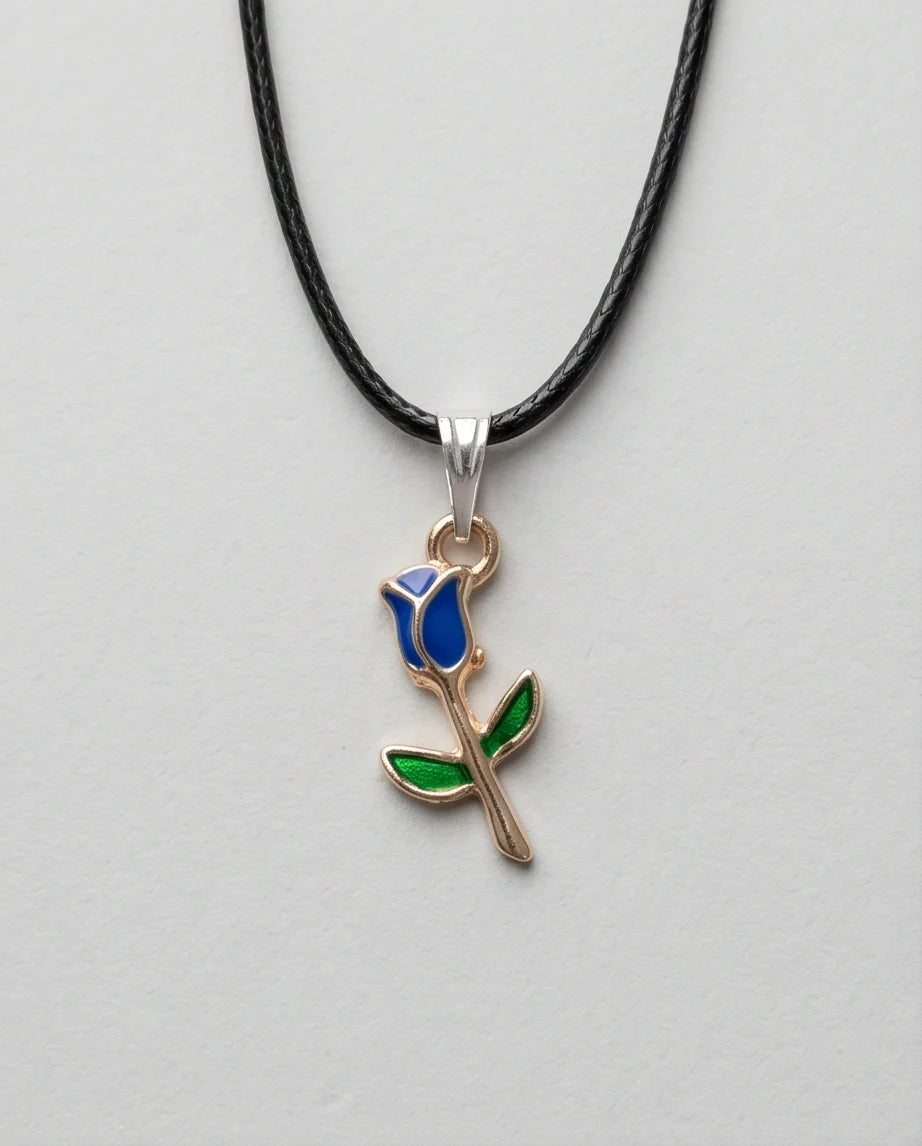 Royal Blue Tulip Rosebud Pendant