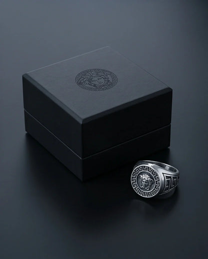 Vintage Silver Medusa Signet Ring