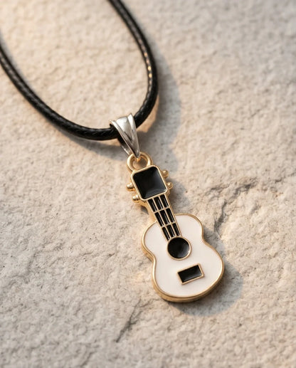 Gold and White Acoustic Guitar Necklace