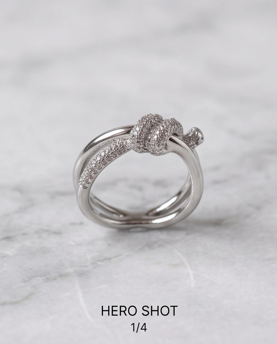 Pavé Tied-Knot Dual Band Ring