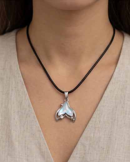 Iridescent Mermaid Tail Pendant Necklace