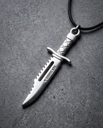 Silver Tactical Dagger Cord Necklace