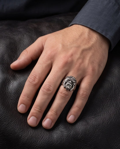 Celestial Sunburst Guardian Lion Ring