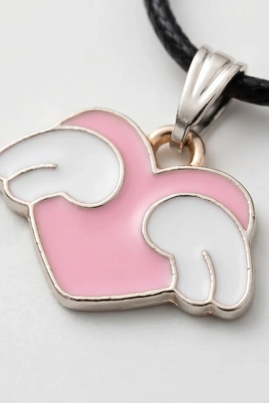 Pink Enamel Angel Winged Heart Pendant Necklace