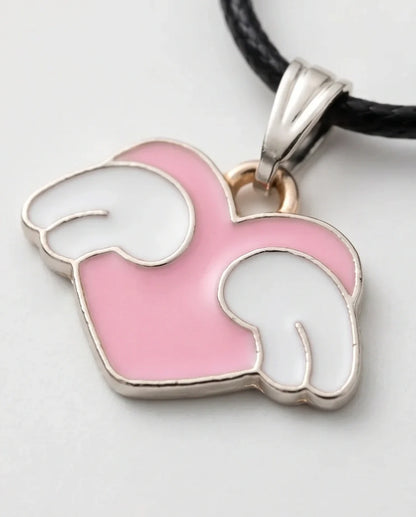 Pink Enamel Angel Winged Heart Pendant Necklace