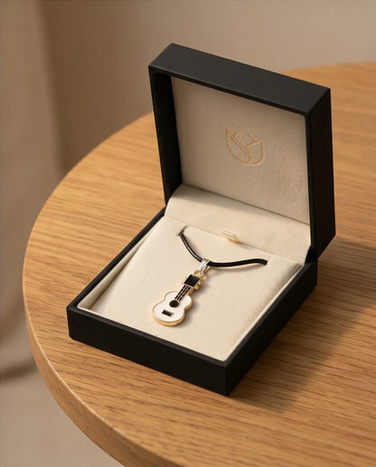 Gold and White Acoustic Guitar Necklace