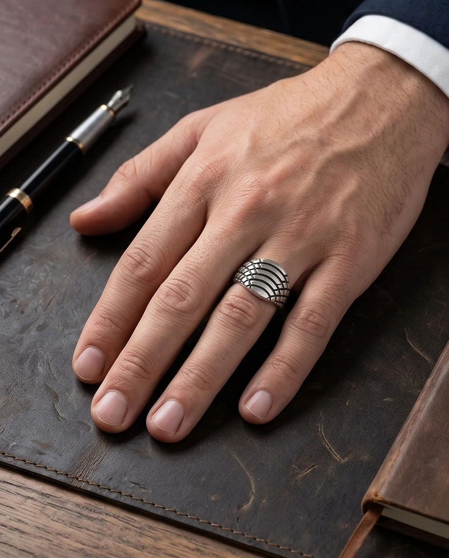 Vintage Sterling Silver Celtic Armor Wing Signet Ring