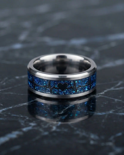 Purple Glitter Heartbeat Band Ring
