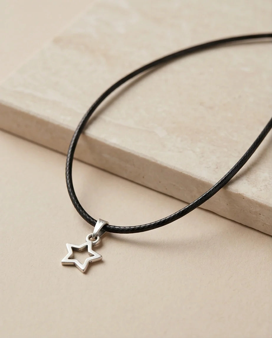 Silver Open Star Pendant Necklace