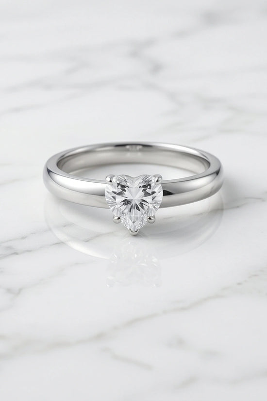 Sterling Silver Heart-Cut Moissanite Solitaire Ring