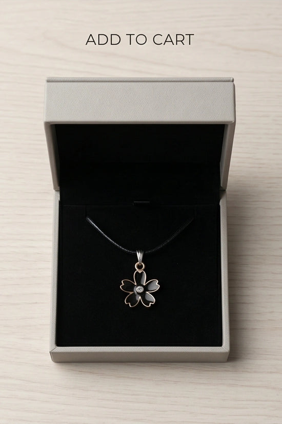 Gold and Black Cherry Blossom Necklace