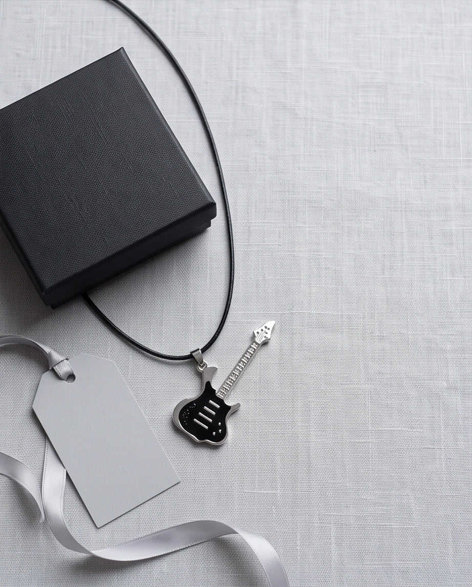 Black and Silver Electric Guitar Cord Necklace