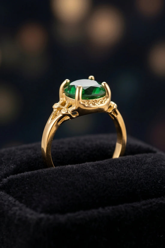 Golden Verdant Emerald Solis Ring
