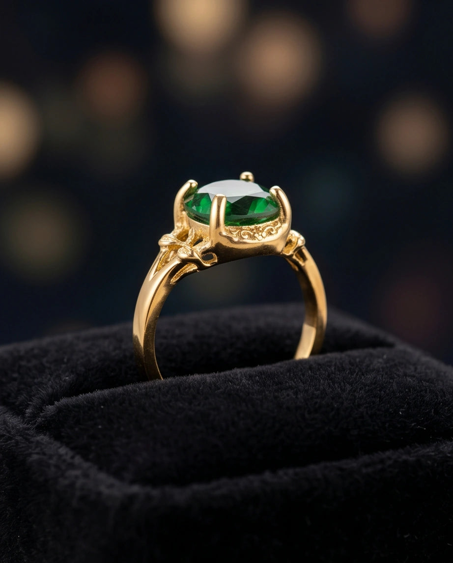 Golden Verdant Emerald Solis Ring
