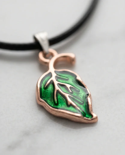 Gold and Green Leaf Pendant Necklace