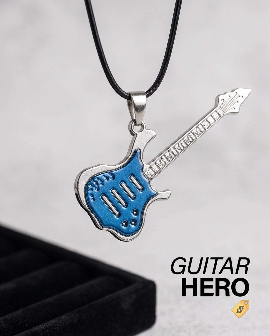 Blue and Silver Electric Guitar Cord Necklace