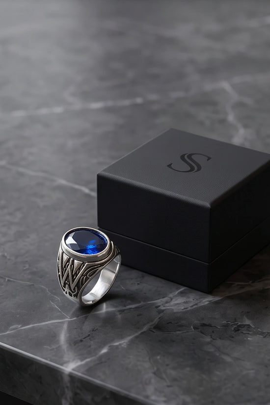 Imperial Sapphire Vertex Silver Ring