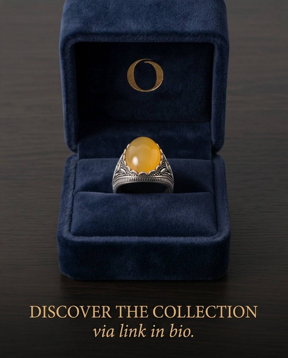 Sovereign Amber Agate Silver Ring