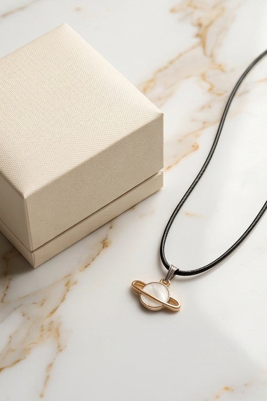 Gold and White Bow Ribbon Necklace
