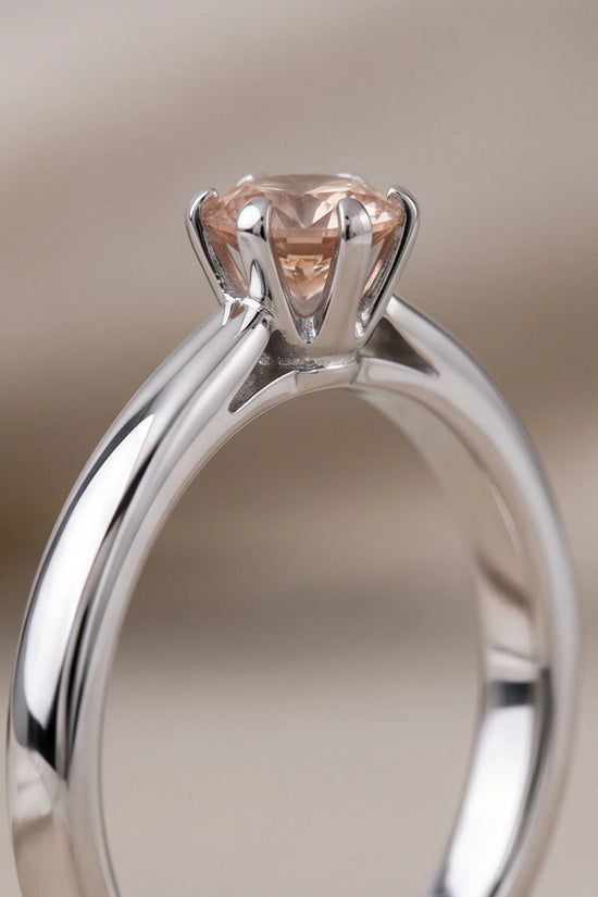 Sterling Silver Round-Cut Champagne Morganite Solitaire Ring
