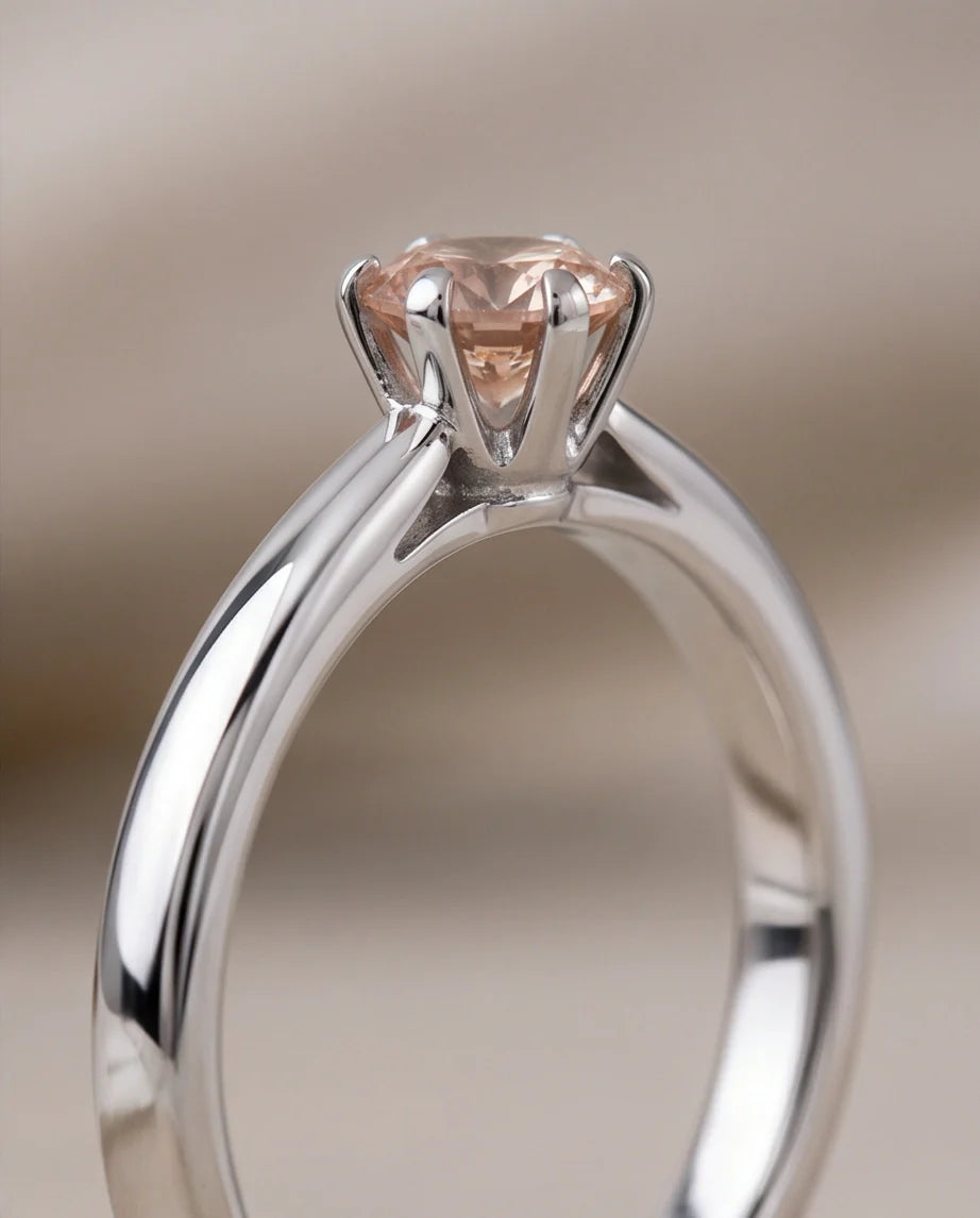Sterling Silver Round-Cut Champagne Morganite Solitaire Ring