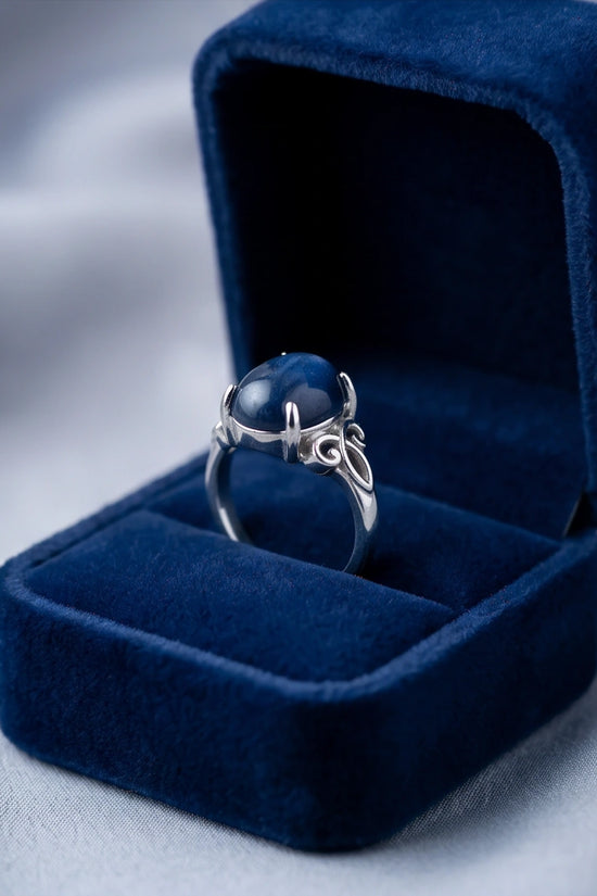 Midnight Azure Tiger's Eye Filigree Ring