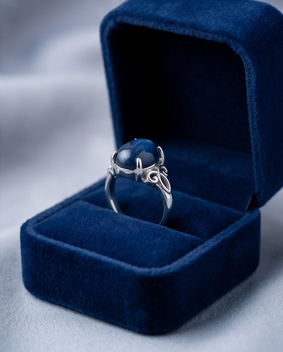 Midnight Azure Tiger's Eye Filigree Ring