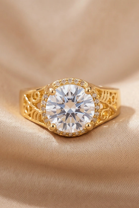 Golden Diamond Empress Halo Ring