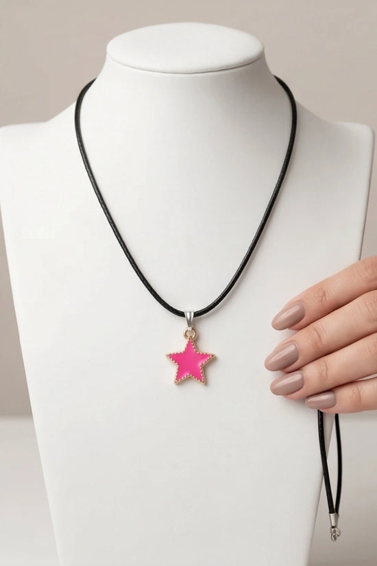 Gold and Pink Beaded Star Necklace