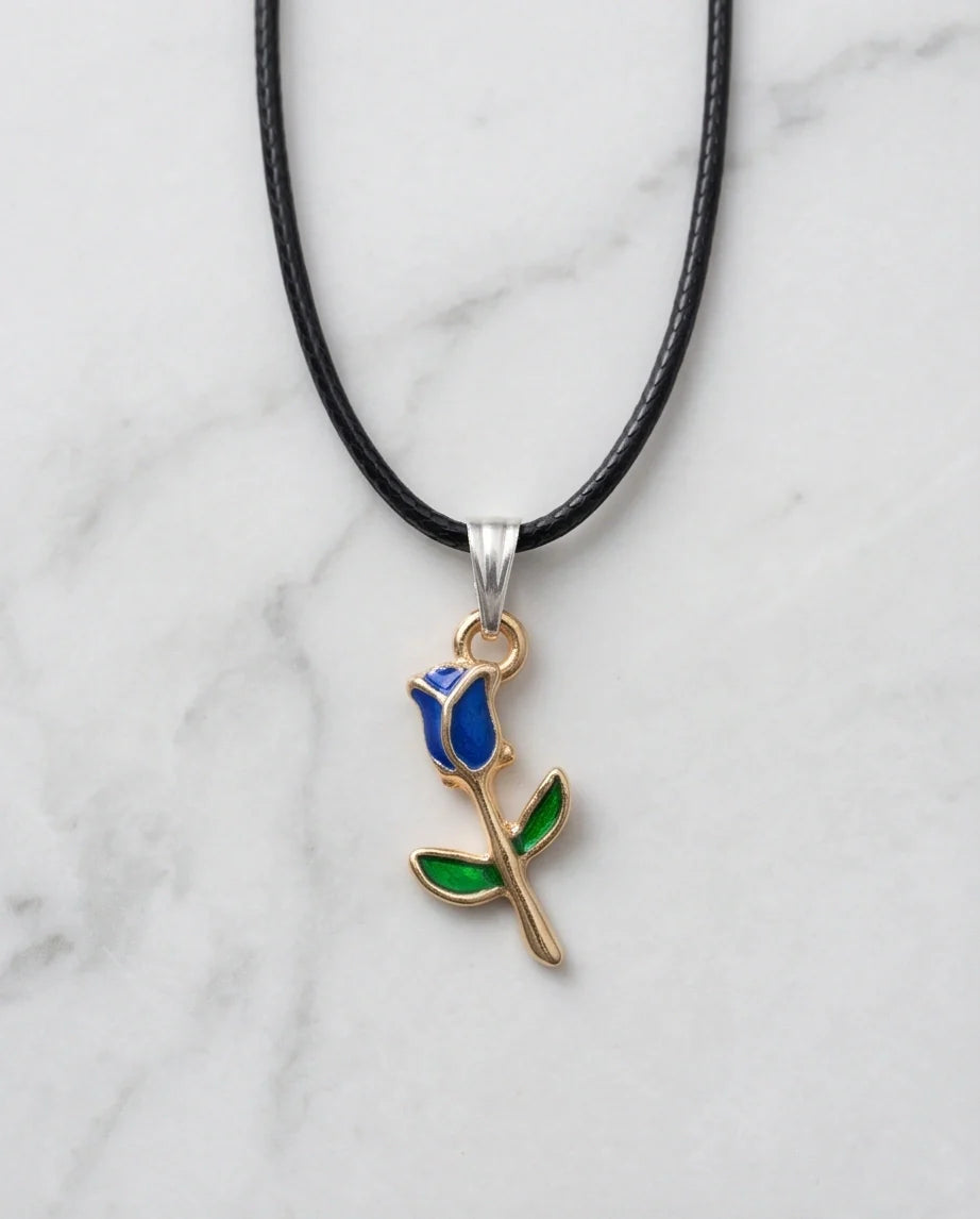 Royal Blue Tulip Rosebud Pendant