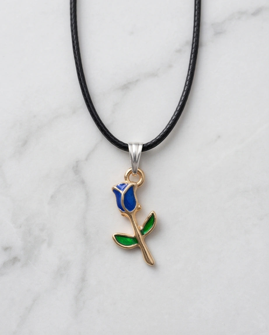 Royal Blue Tulip Rosebud Pendant